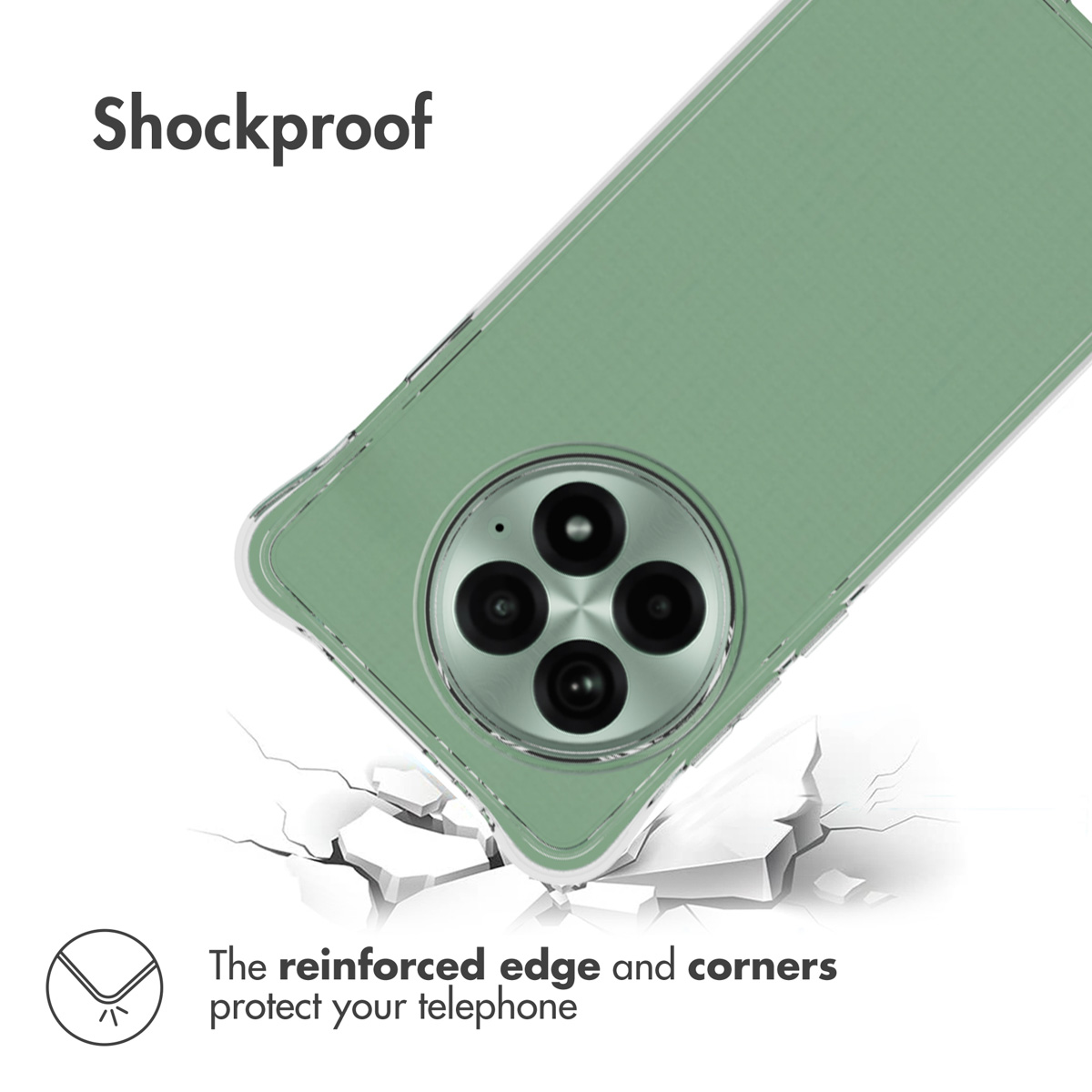 Smartphone verde con custodia protettiva su terreno screpolato, testo antiurto.