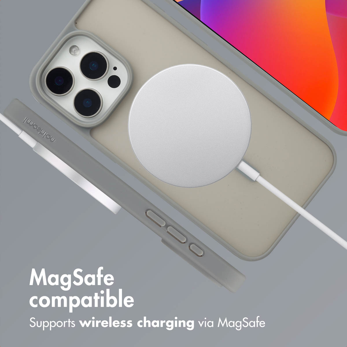 Coque de téléphone compatible MagSafe avec chargeur sans fil.