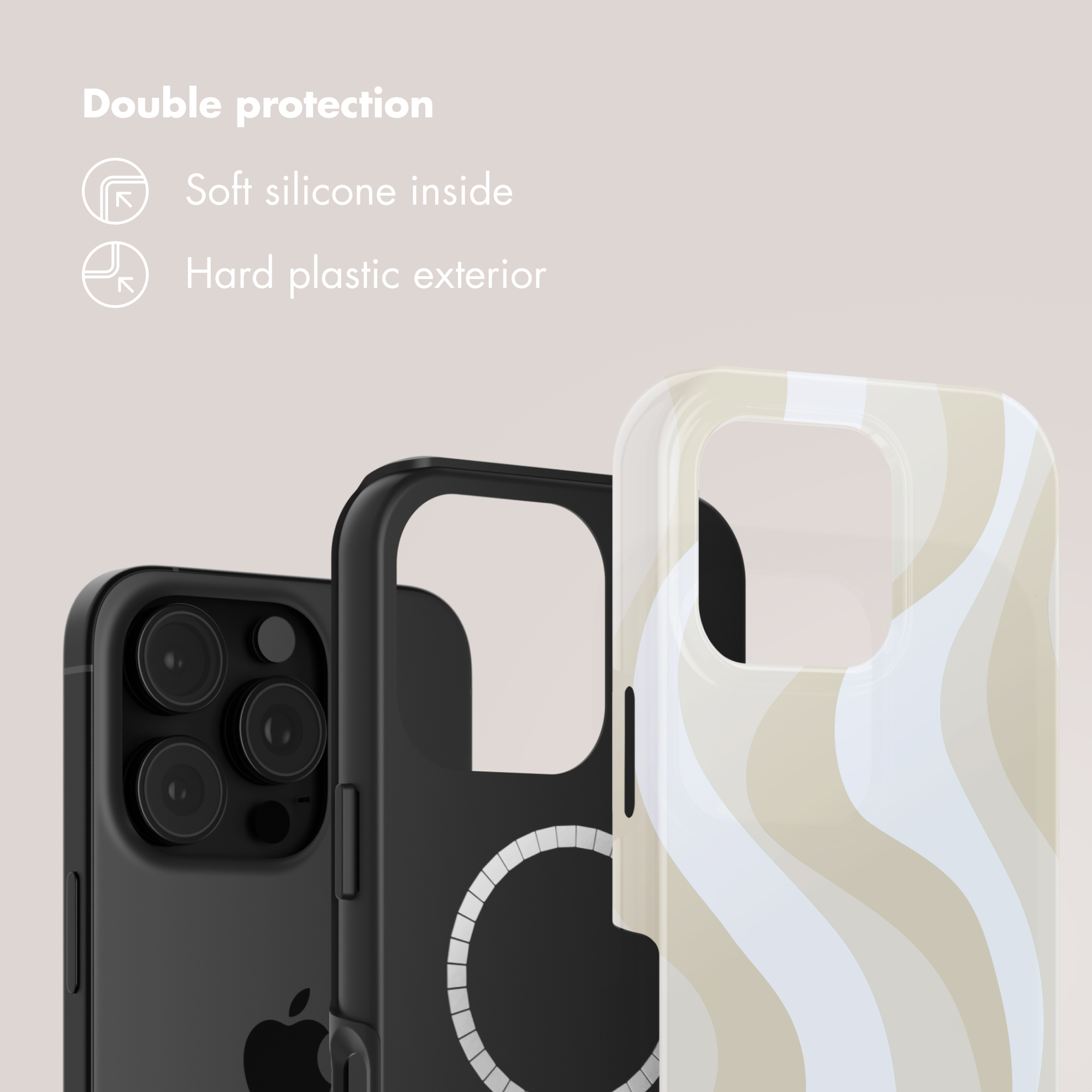 Funda para móvil con doble protección, interior de silicona suave y exterior de plástico duro.