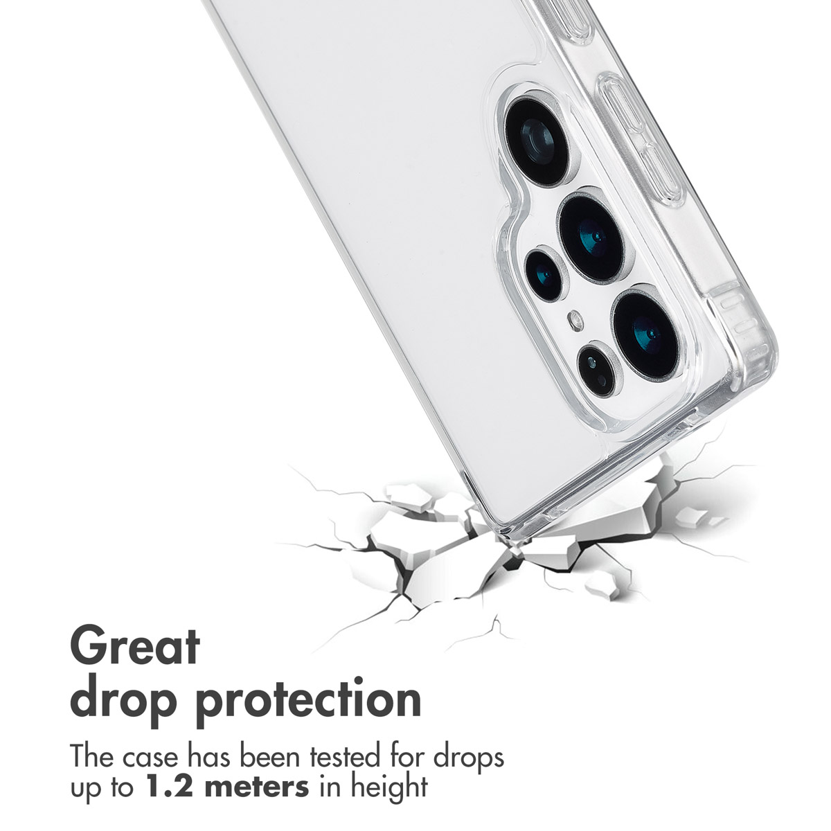 Une coque transparente au-dessus d'une surface fissurée, illustrant la protection contre les chutes.