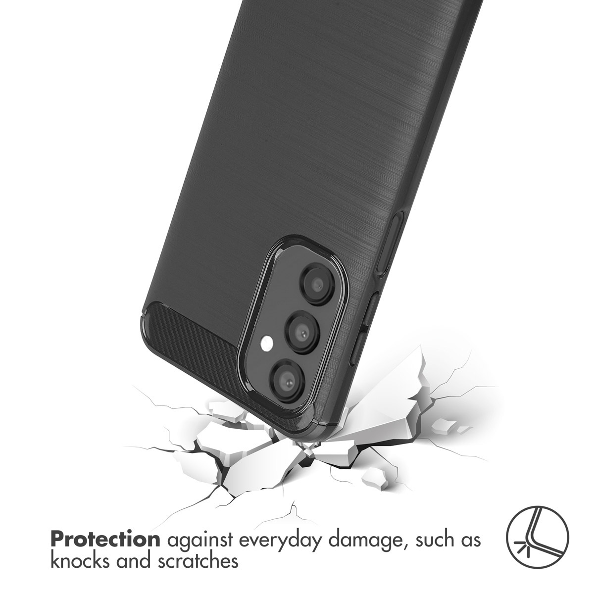 Funda de teléfono protectora negra que protege contra caídas.