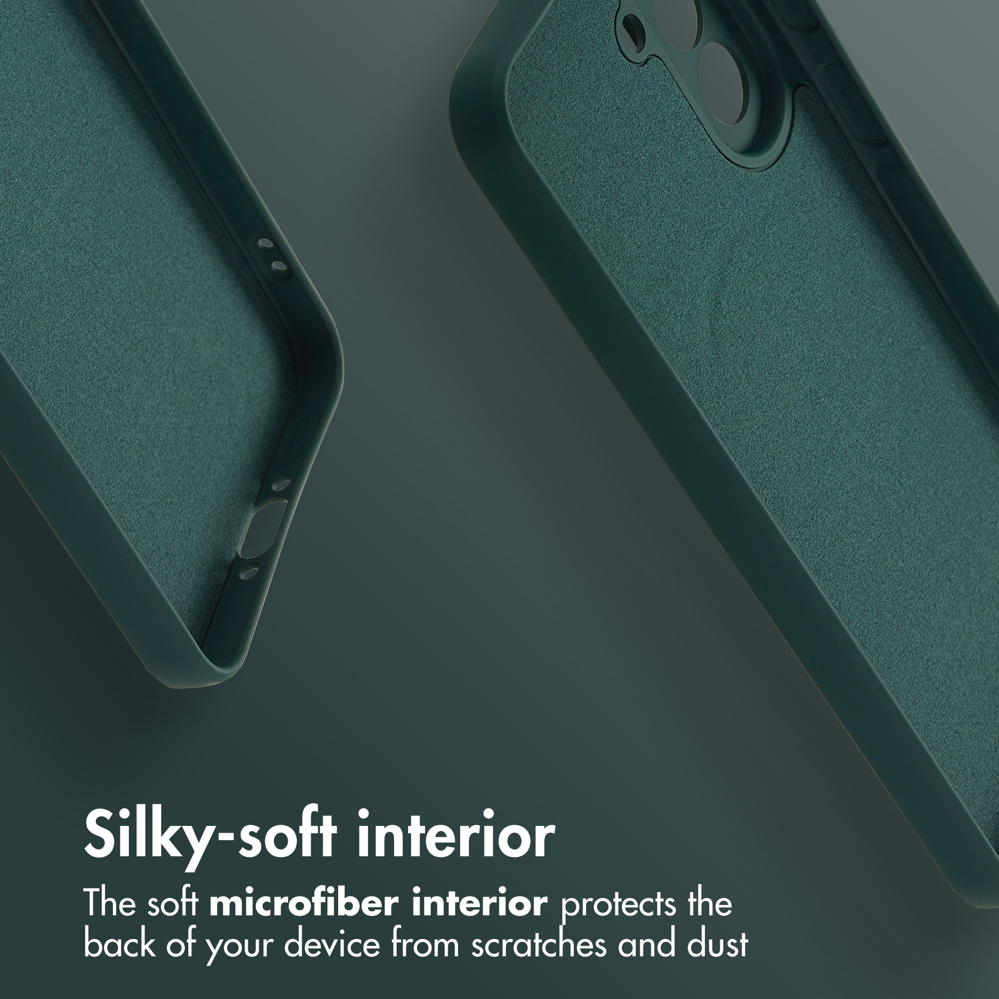 Dunkelgrüne Smartphone-Hüllen mit weicher Mikrofaserninnenseite.