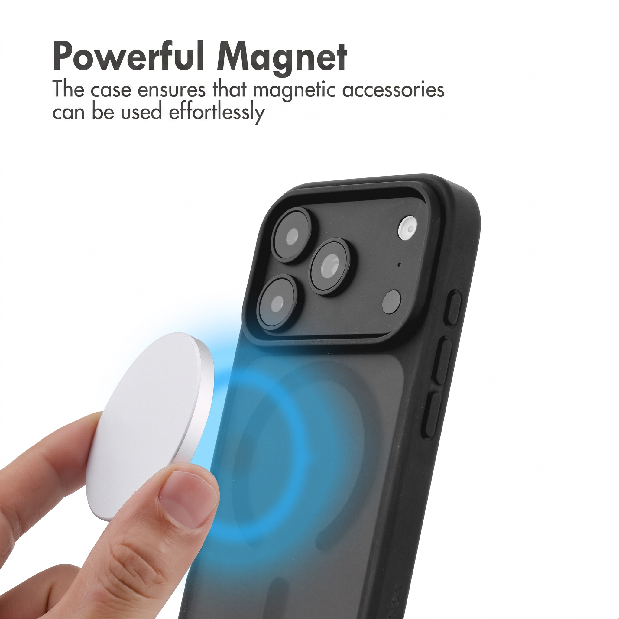 Custodia per telefono con potente magnete e accessorio magnetico.
