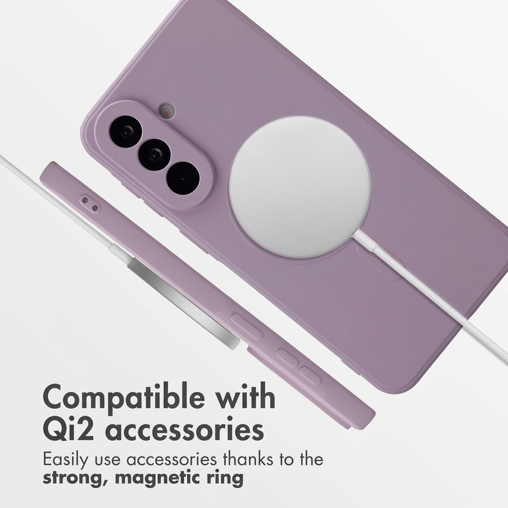 Coque de téléphone violette avec anneau magnétique pour accessoires Qi2.