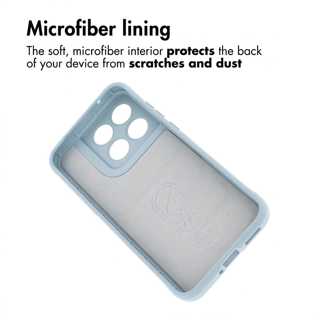 Coque de téléphone bleue avec intérieur doux en microfibre.