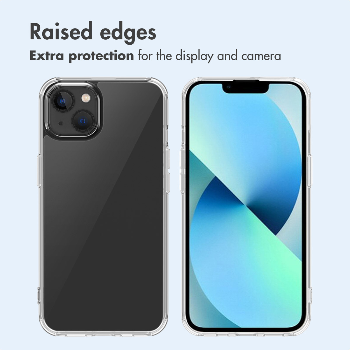 Handyhülle mit erhöhten Kanten für zusätzlichen Schutz von Display und Kamera.
