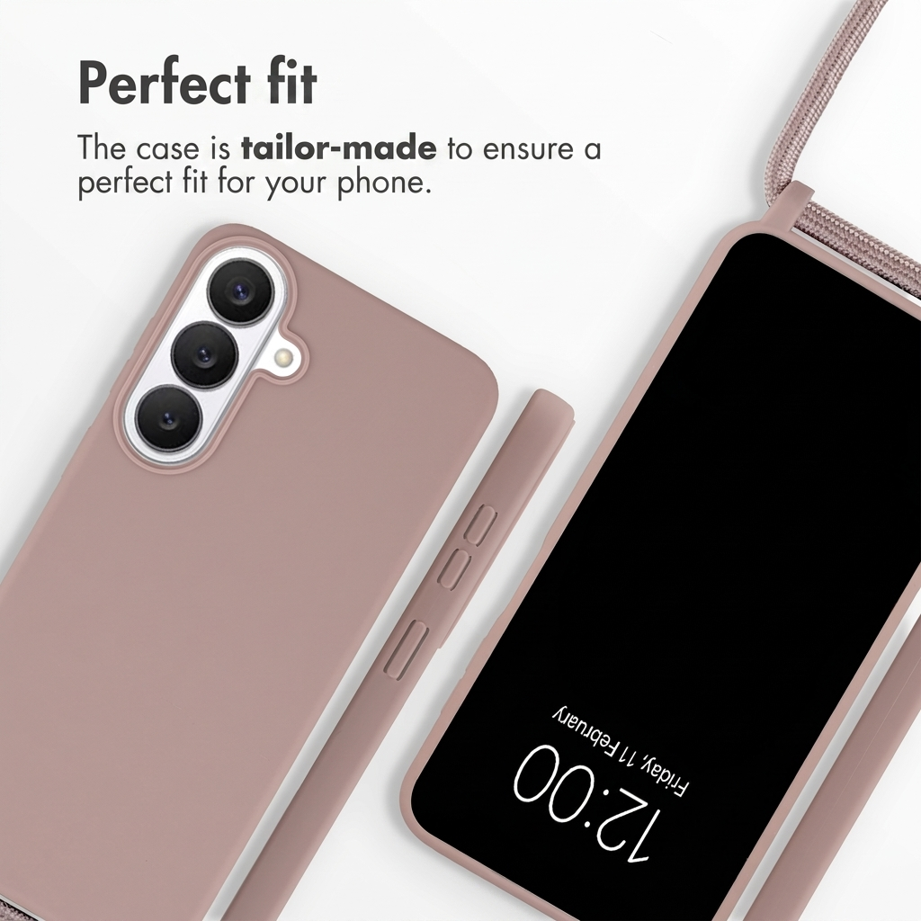 Rosa Smartphone-Hülle mit Band und Text Perfect fit.