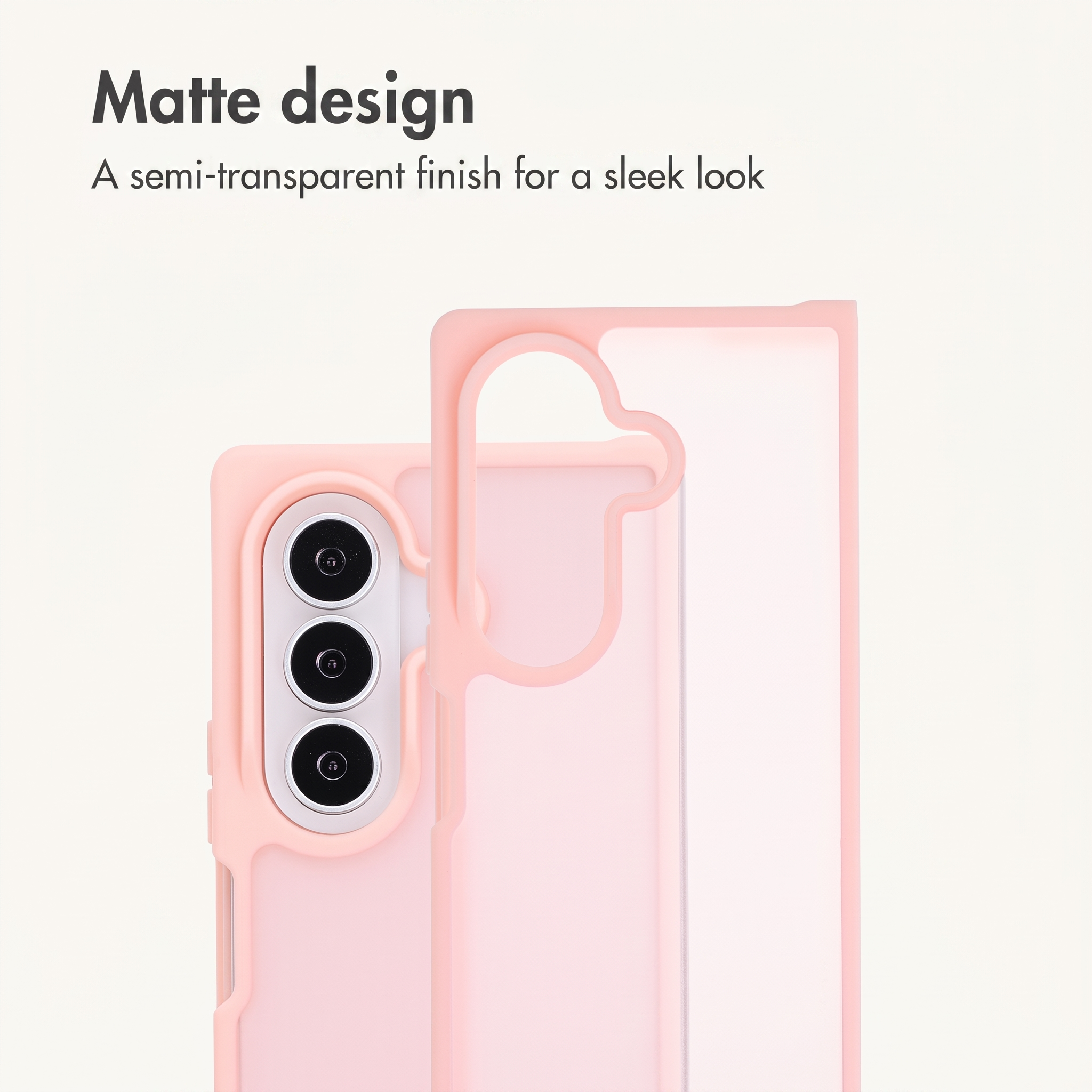 Eine rosa halbdurchsichtige Handyhülle auf einem Smartphone mit mattem Design und Kameraausschnitt.