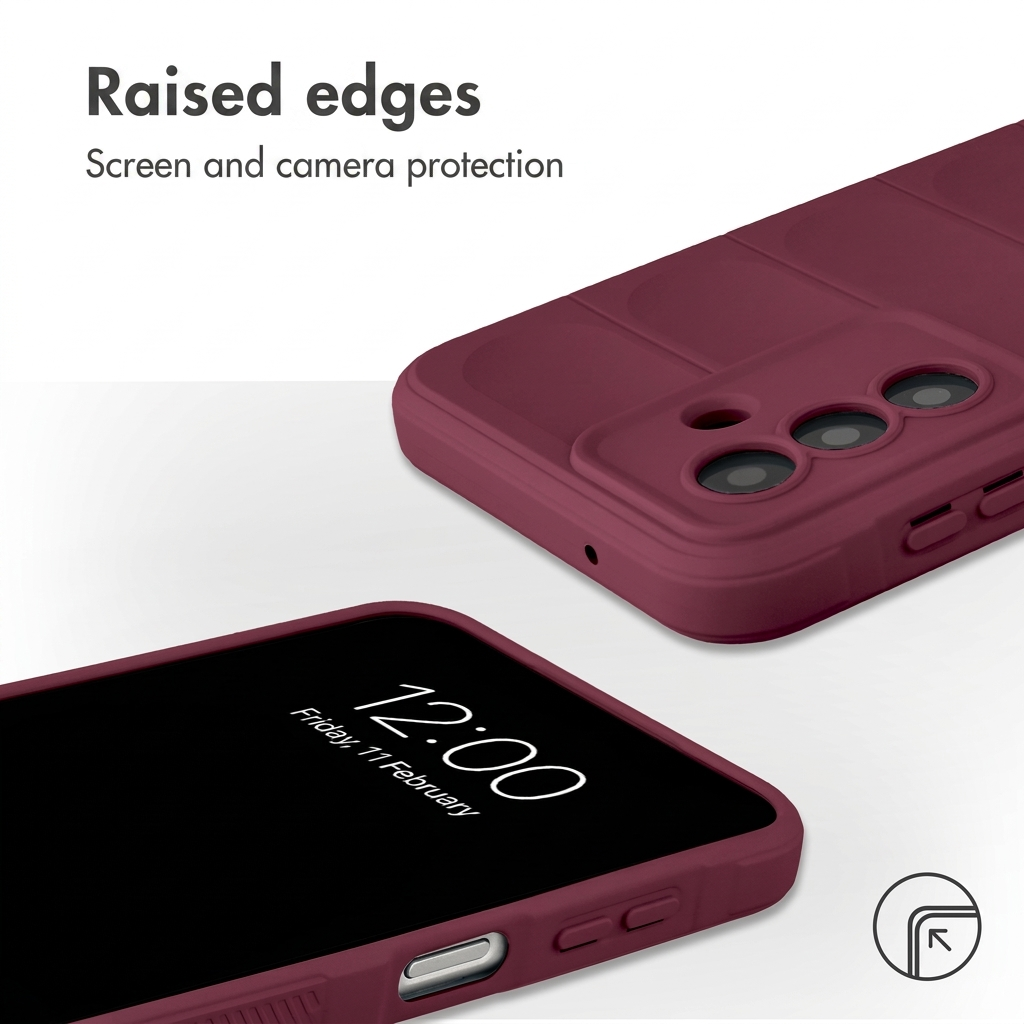 Funda roja para smartphone con bordes elevados para la pantalla y la cámara.