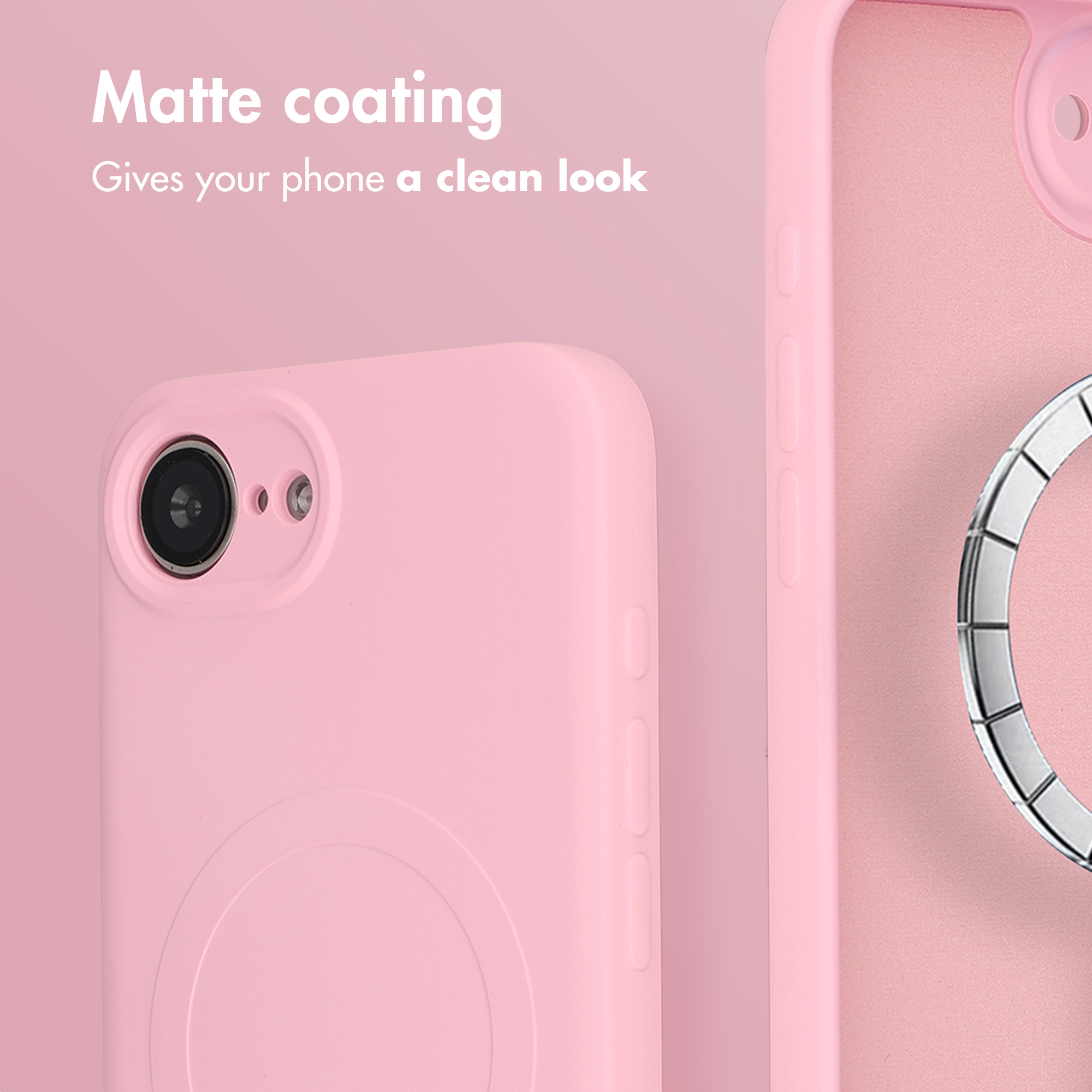 Coque de téléphone rose mate avec texte Matte coating, Gives your phone a clean look.