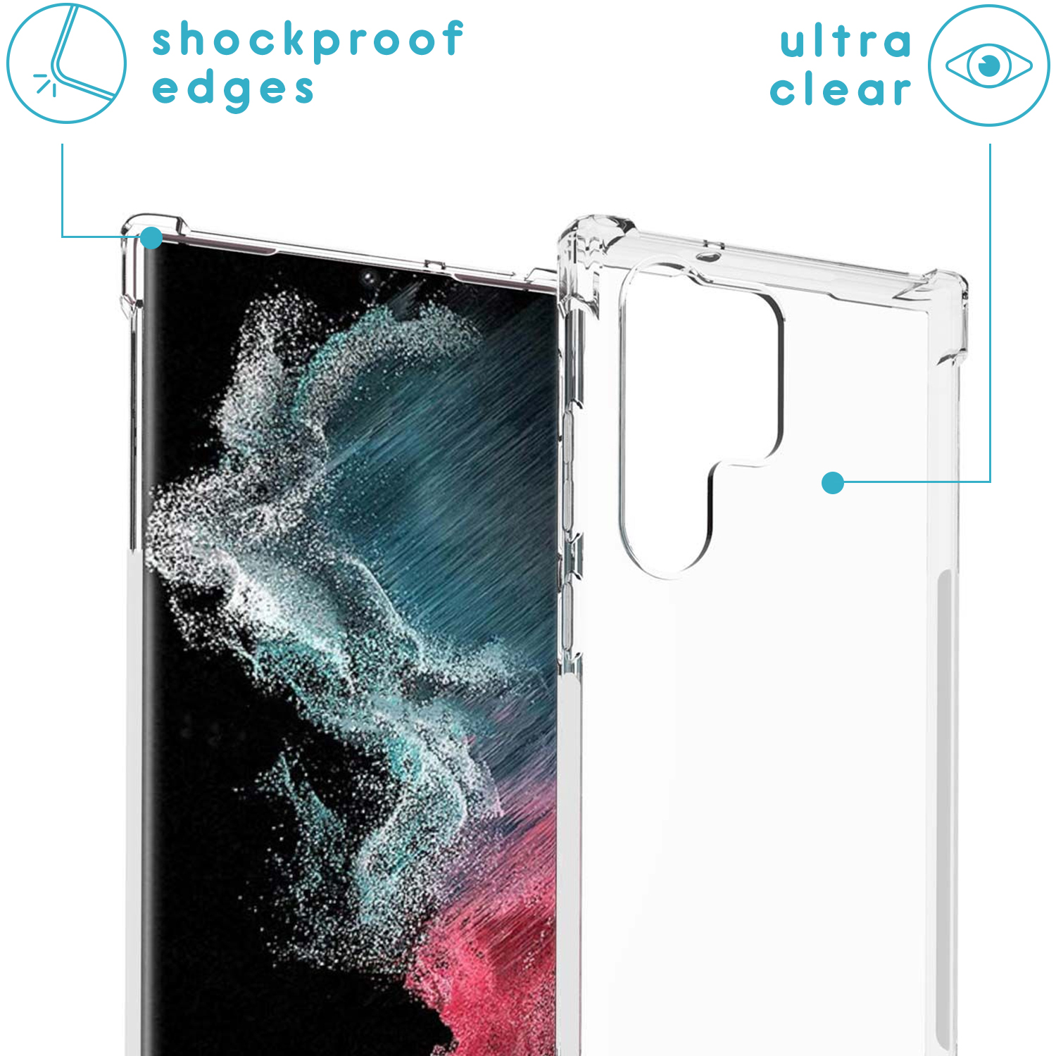 Coque de smartphone transparente avec bords antichocs et design ultra clair.