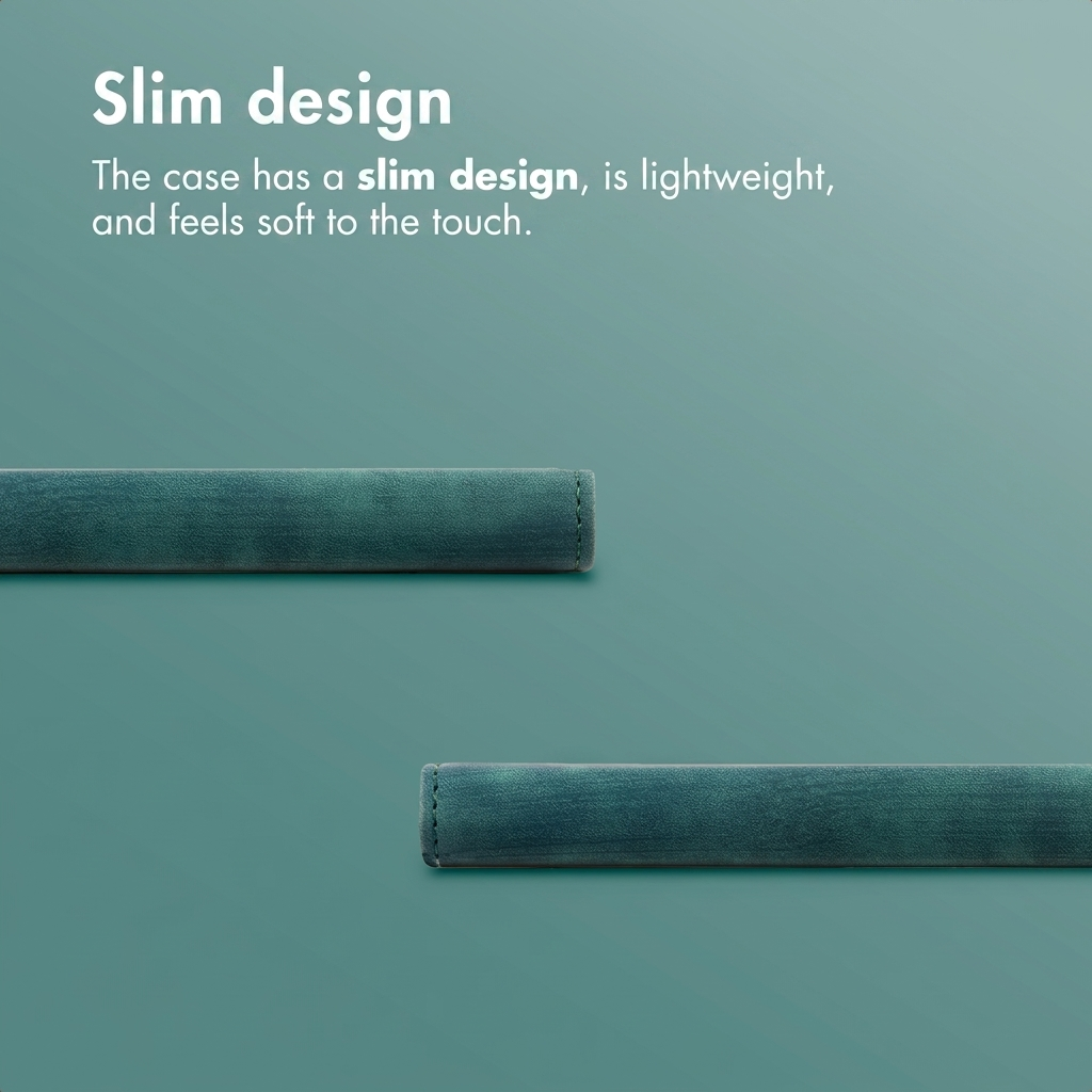 Een slanke, lichte groene hoes met zachte textuur op een groene achtergrond.