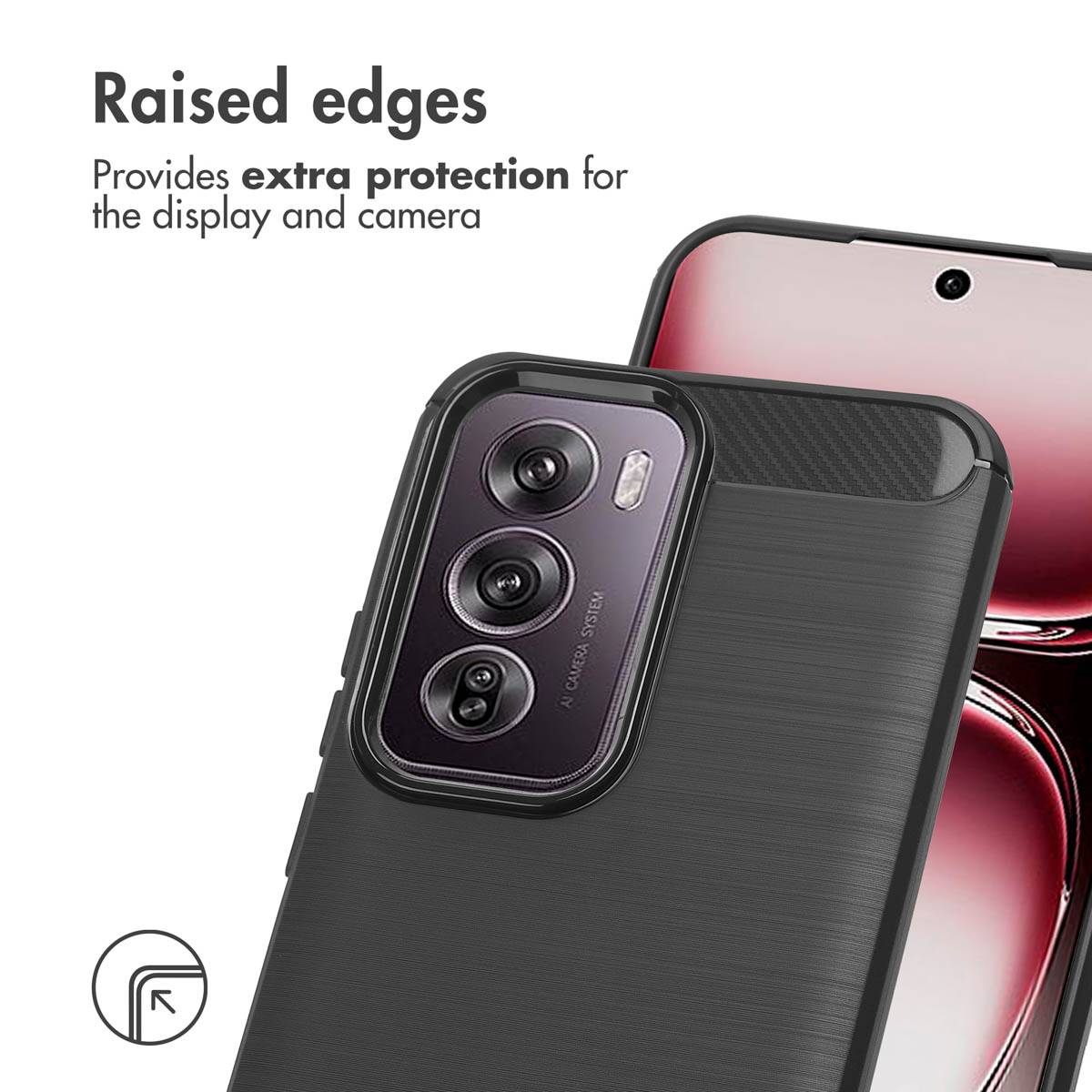 Erhöhte Kanten bieten extra Schutz für Display und Kamera einer Smartphone-Hülle.