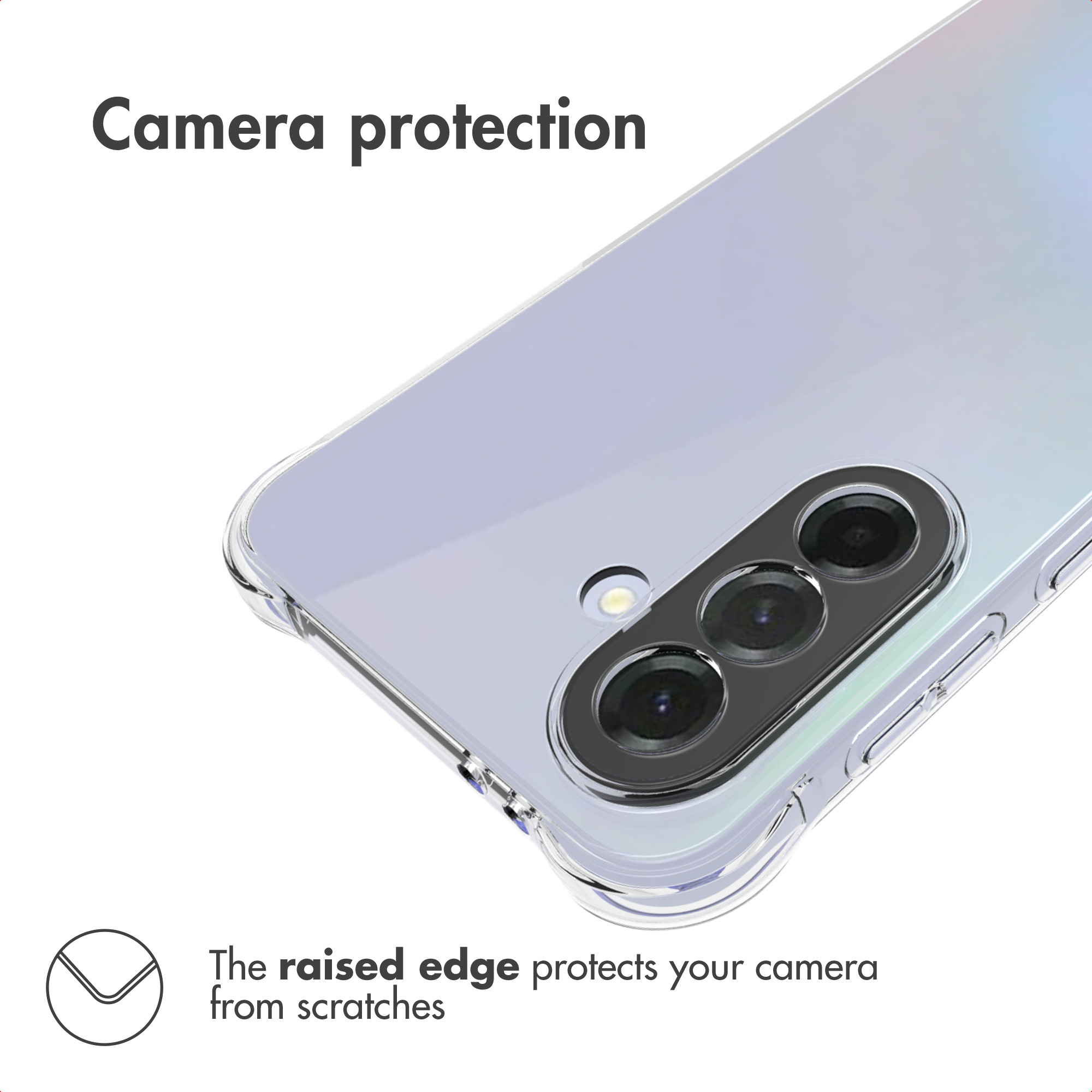 Un gros plan montre le côté appareil photo d'un smartphone dans une coque.