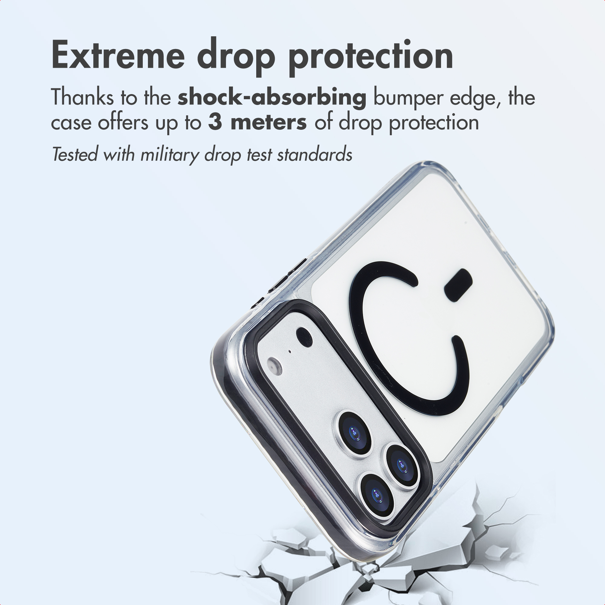 Drop-resistant phone case offering up to 3 meters of drop protection.