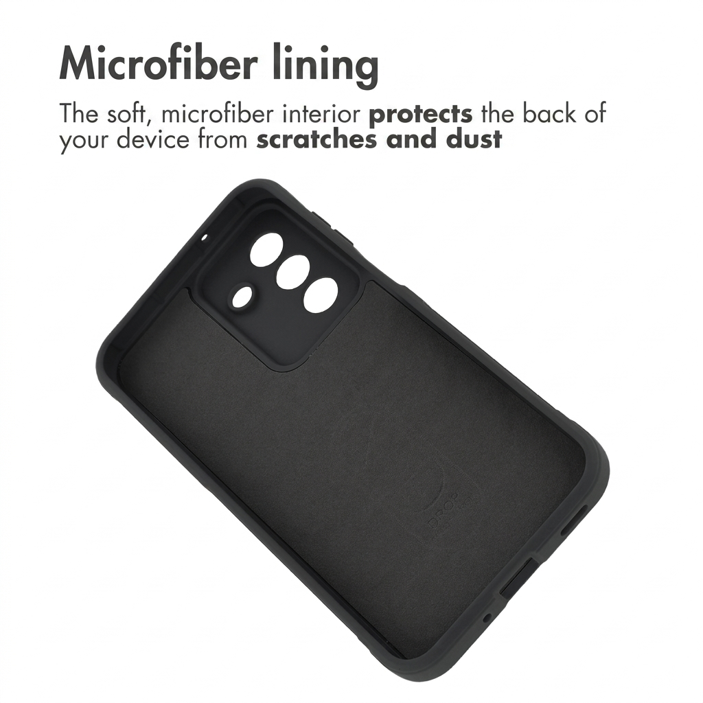 Funda negra para móvil con forro interior de microfibra.