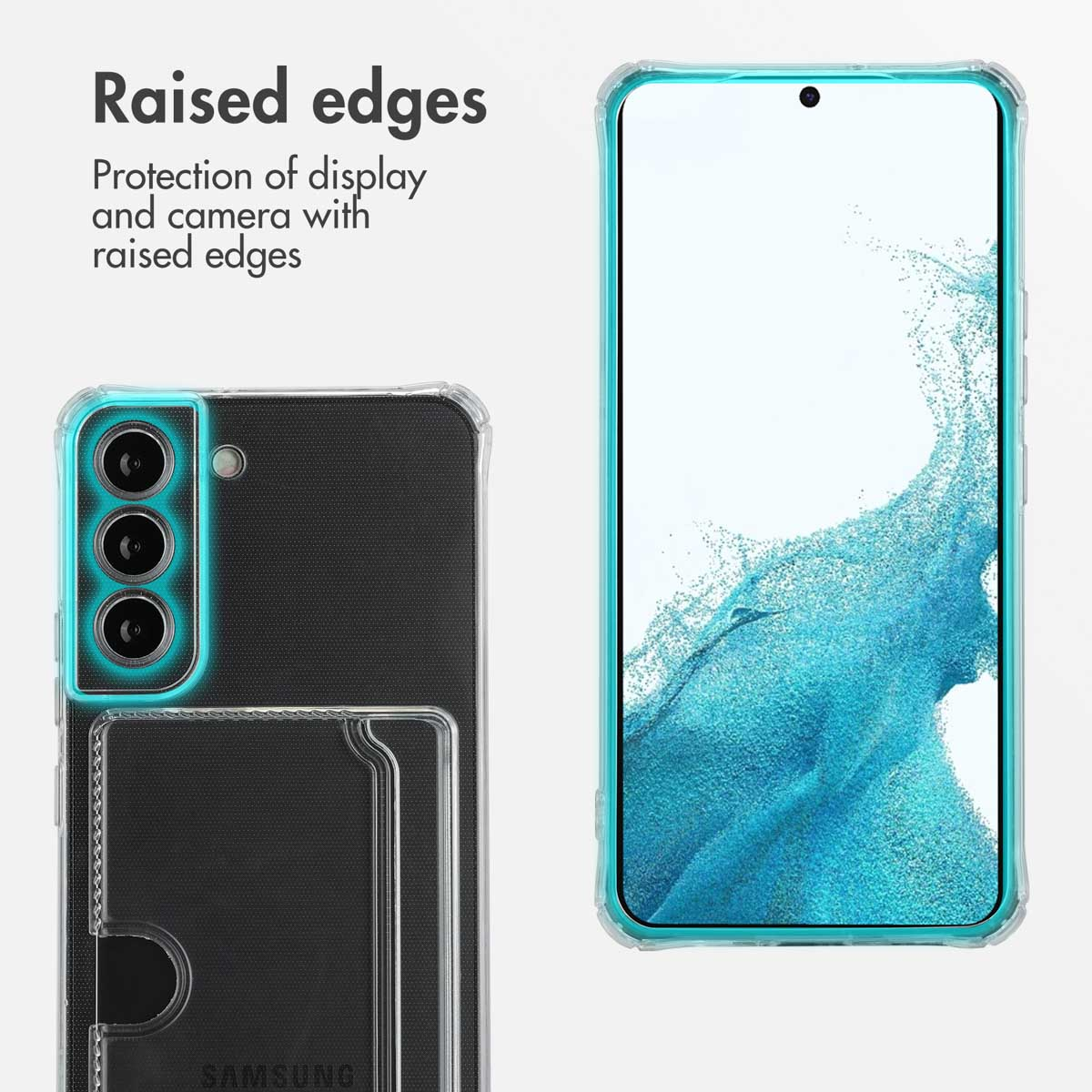 Coque de téléphone avec bords surélevés pour protéger l'écran.