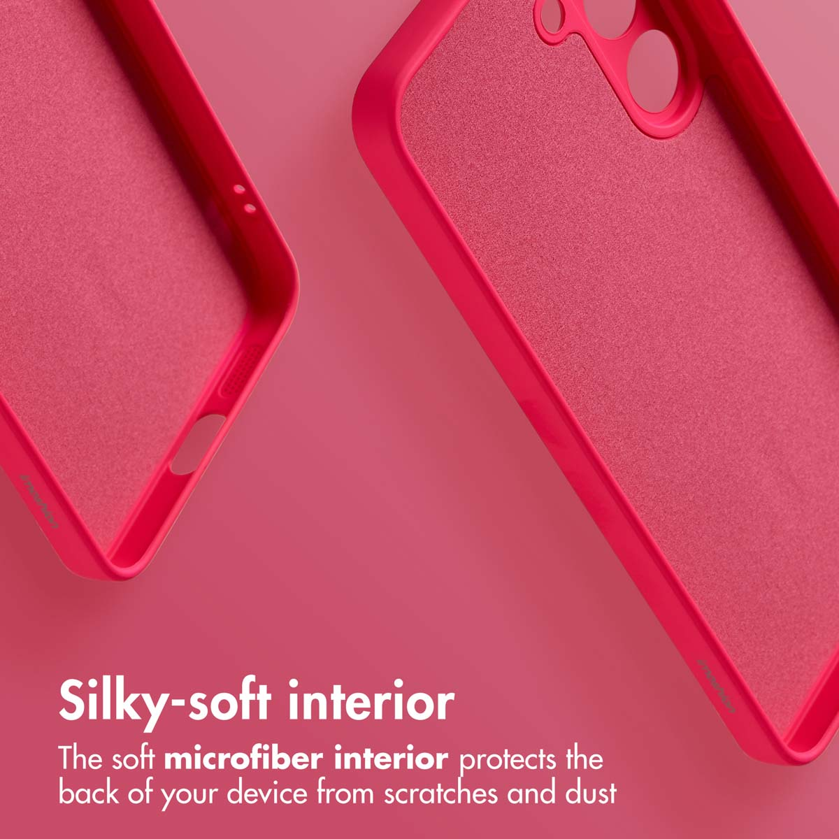 Due custodie rosa per cellulare con morbida fodera in microfibra.