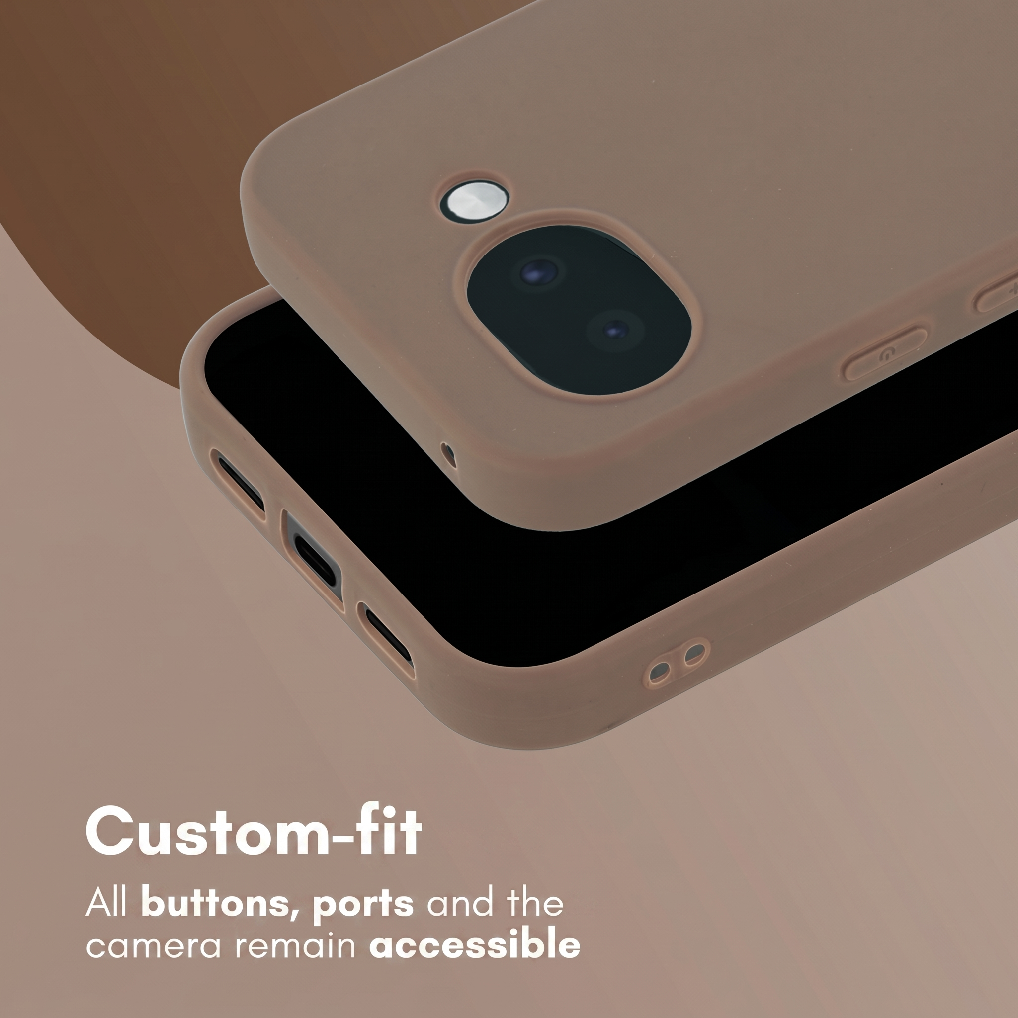 Brown smartphone case with visible camera cutouts and buttons.