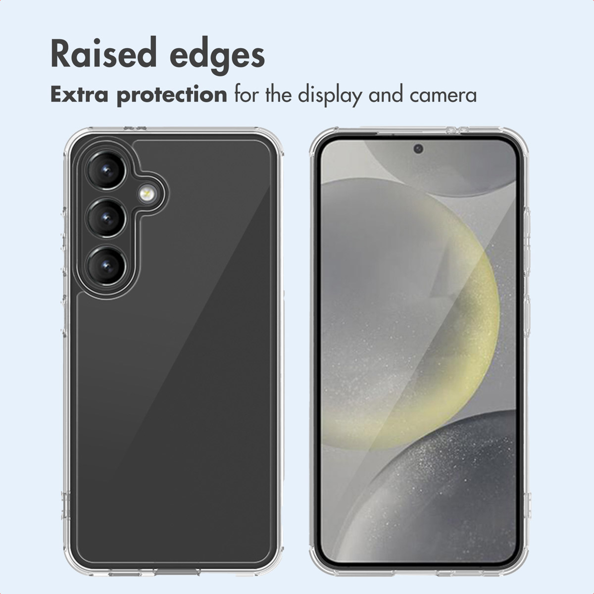 Phone case with raised edges for extra display and camera protection.