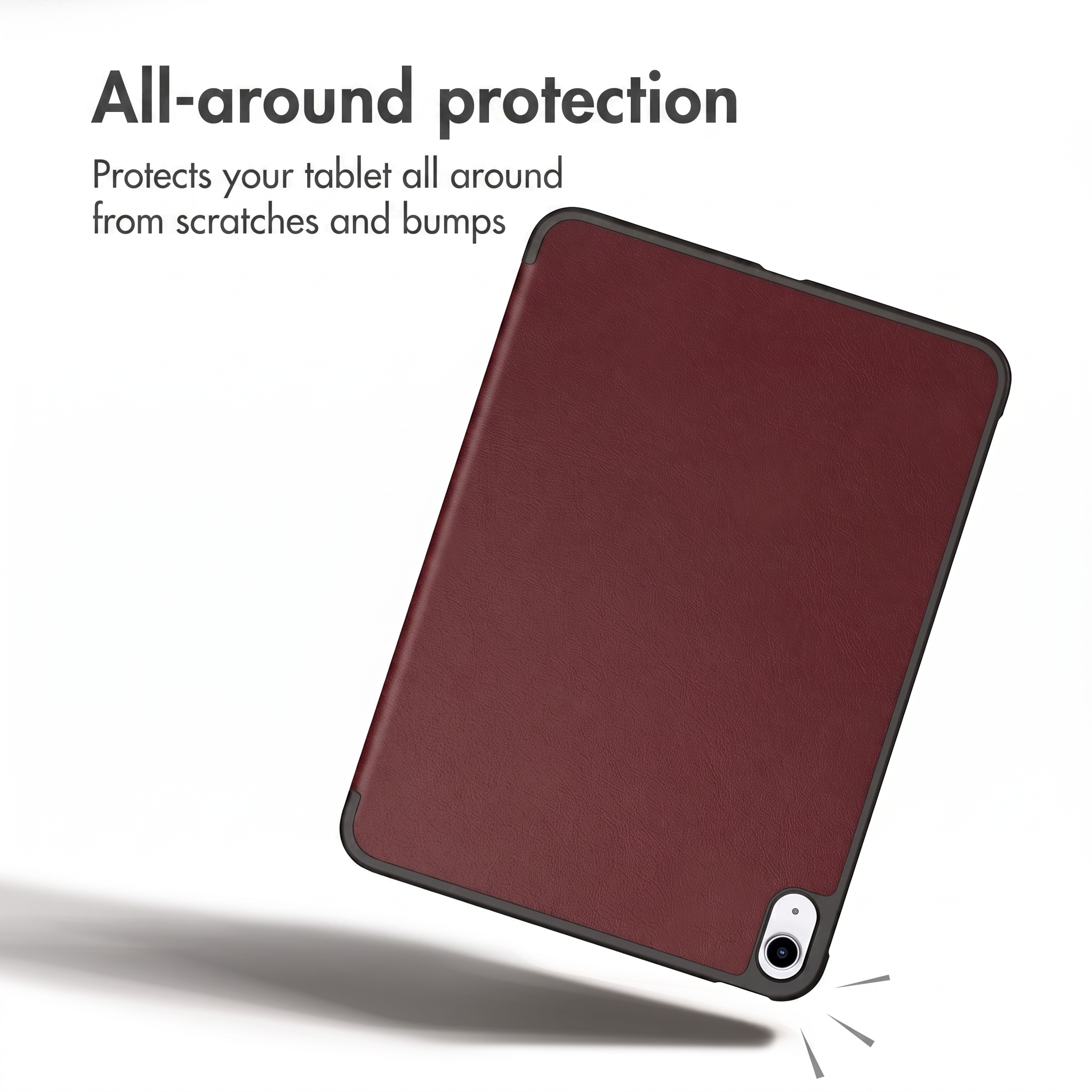 Una custodia per tablet in pelle marrone offre una protezione completa da graffi.
