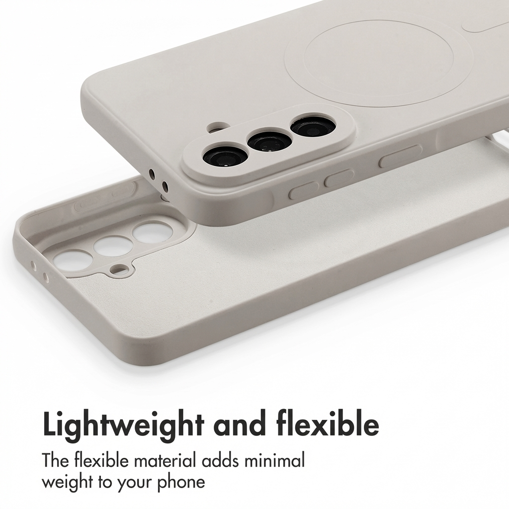 Custodia per telefono in silicone grigio, leggera e flessibile, con anello magnetico.