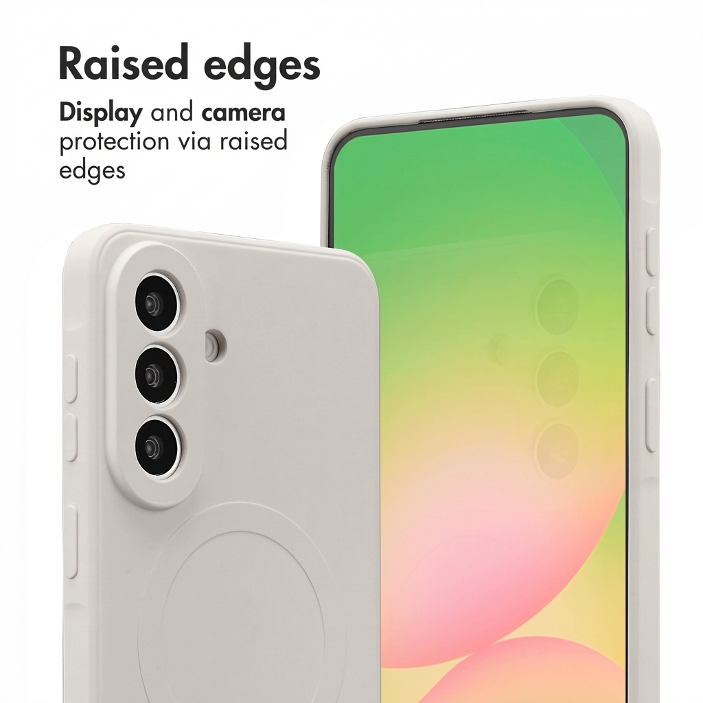 Coque de téléphone avec bords surélevés pour écran et caméra.