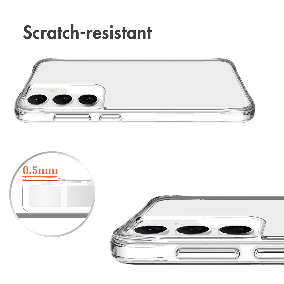 Custodia trasparente per cellulare antigraffio con zoom di 0.5 mm.