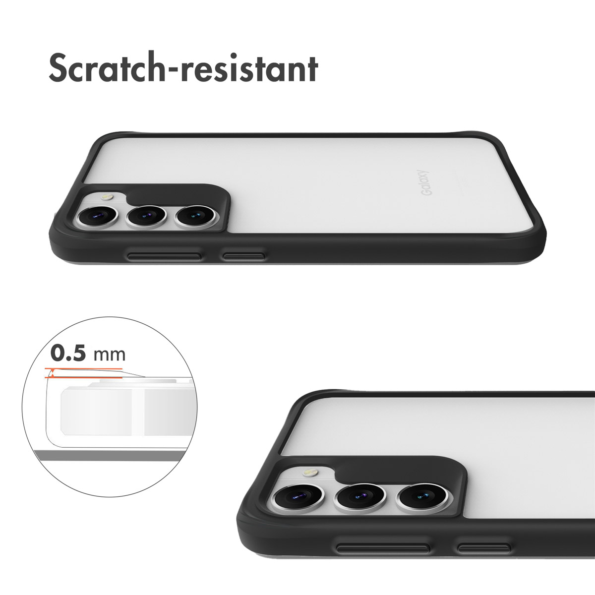 Coque anti-rayures avec une bordure de 0,5 mm pour la caméra.