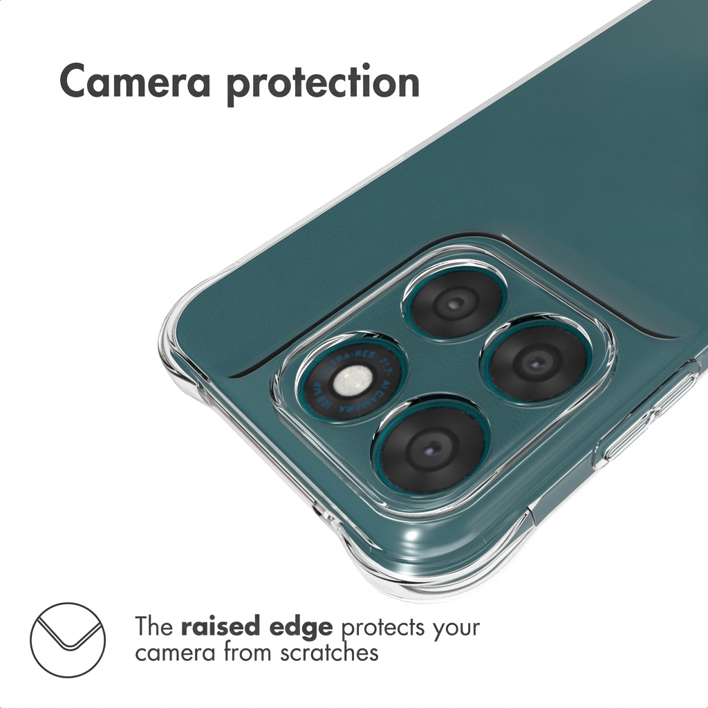 A green phone case with a raised edge to protect the four camera lenses.