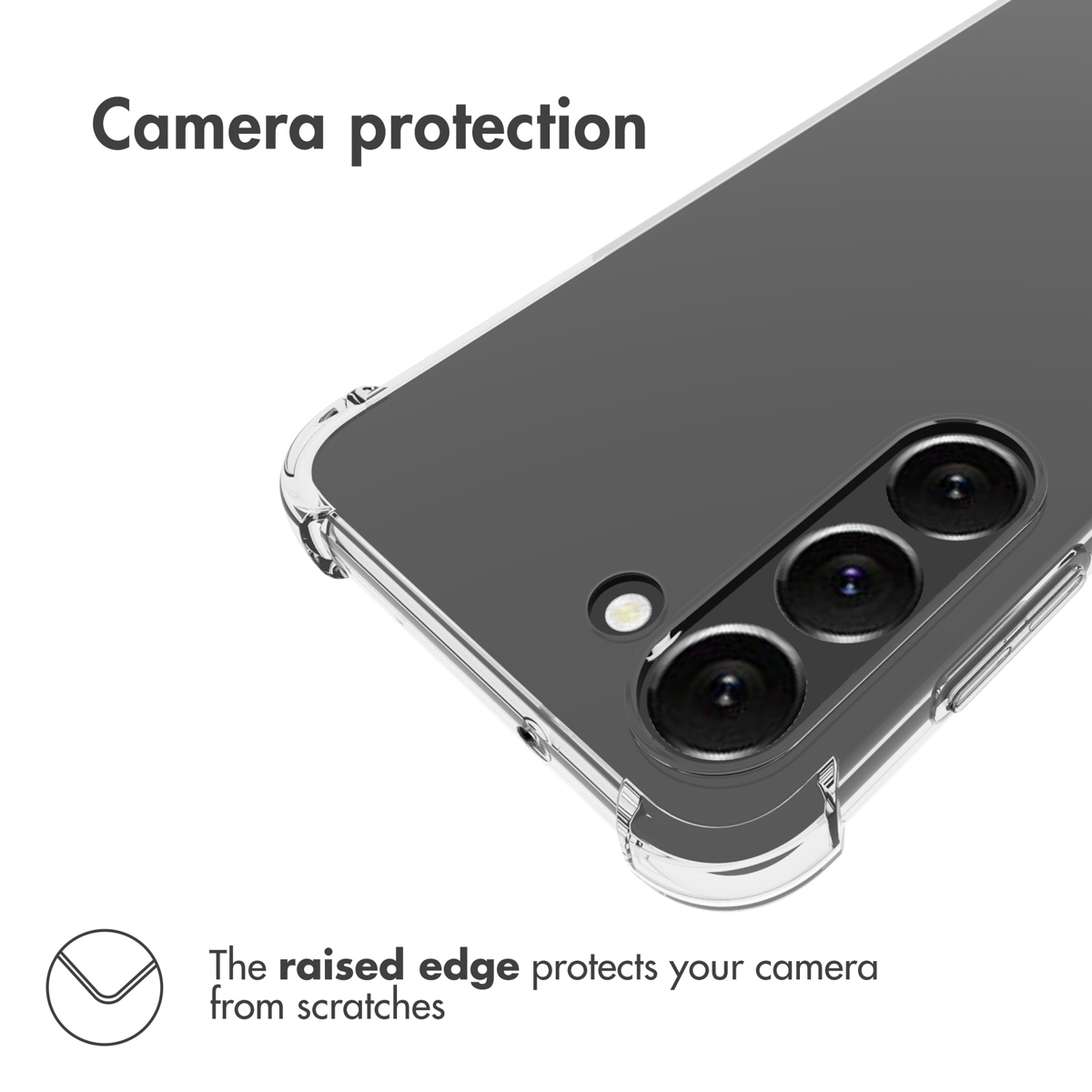 Un appareil photo de téléphone avec coque et le texte Camera protection.