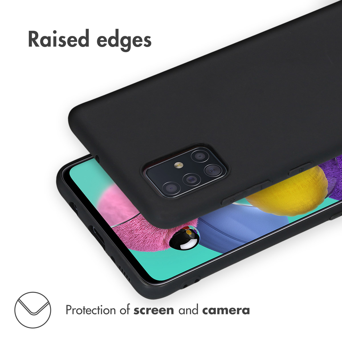 Coque de téléphone noire avec bords surélevés protégeant l'écran et l'appareil photo.