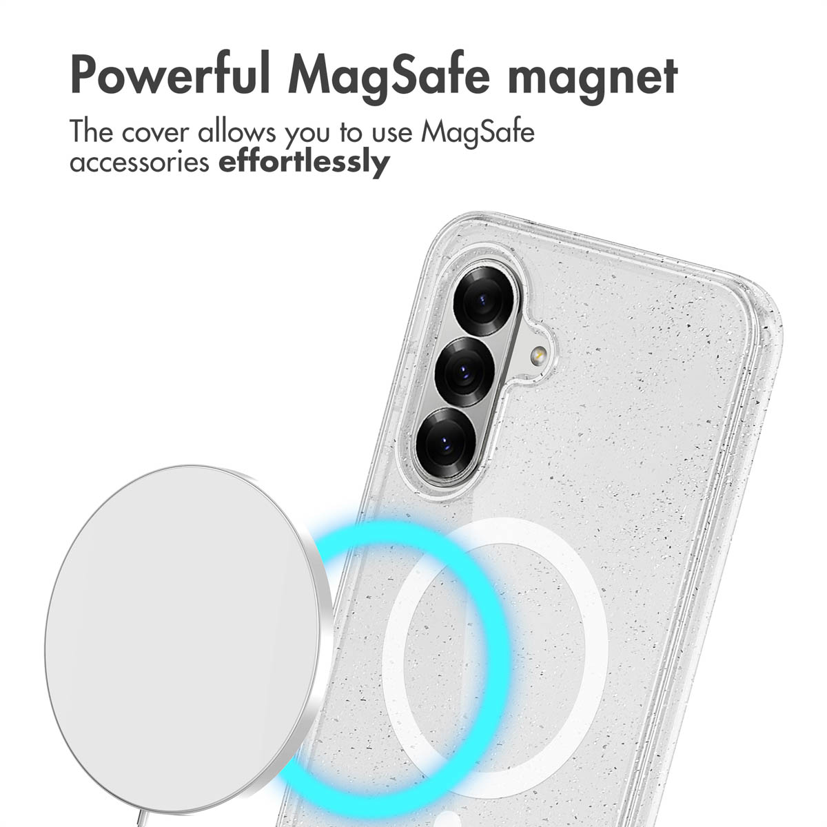 Funda de móvil con imán MagSafe y cargador inalámbríco.