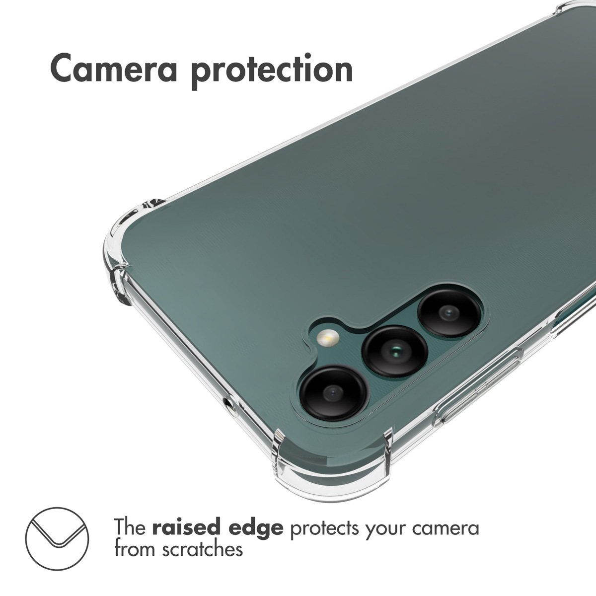 Une coque de téléphone verte avec pare-chocs transparent et bords surélevés.