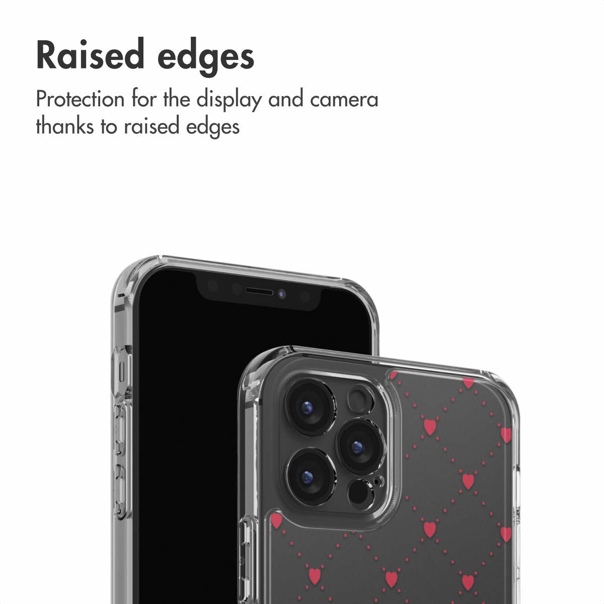 Coque de téléphone avec bords surélevés pour protéger l'écran et l'appareil photo.