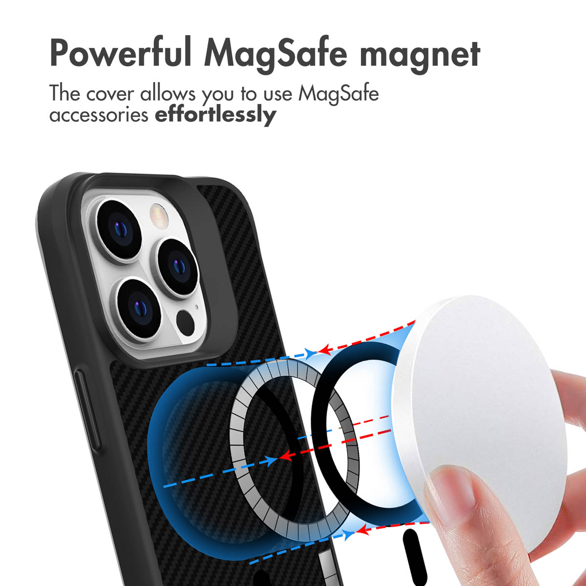 Custodia per telefono con anello magnetico MagSafe per ricarica wireless.