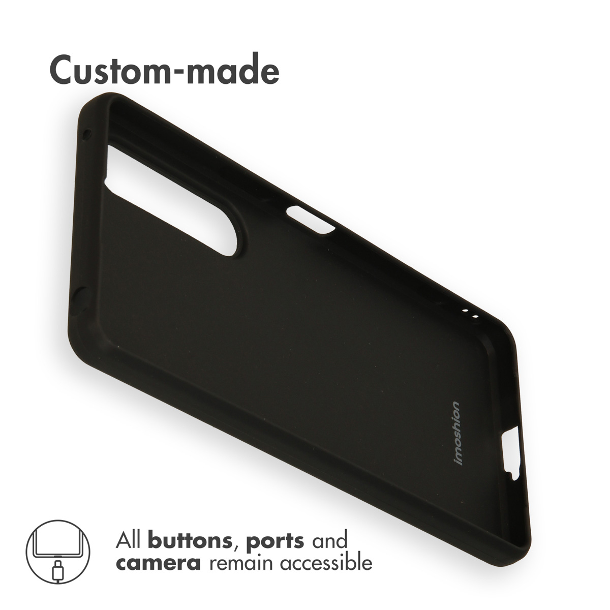 Fundas para teléfonos inteligentes negras hechas a medida con recortes.