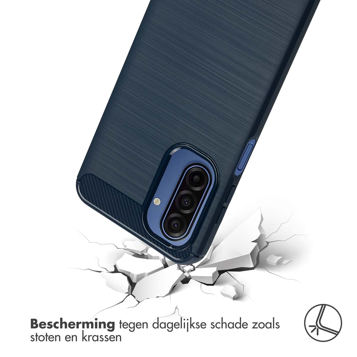 Coque de smartphone bleue protégeant des chocs et rayures.