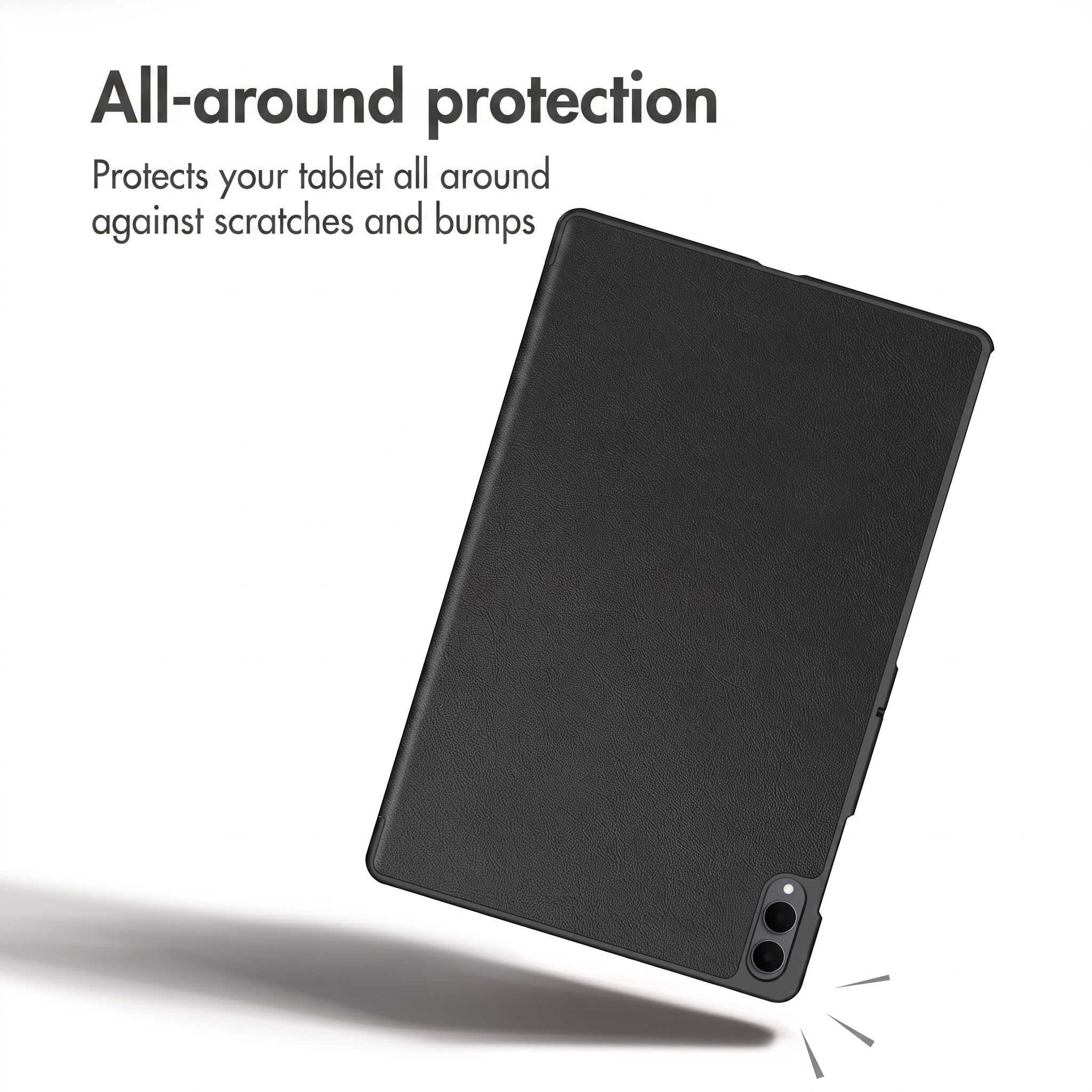 Une housse de tablette noire offre une protection complète contre les rayures.