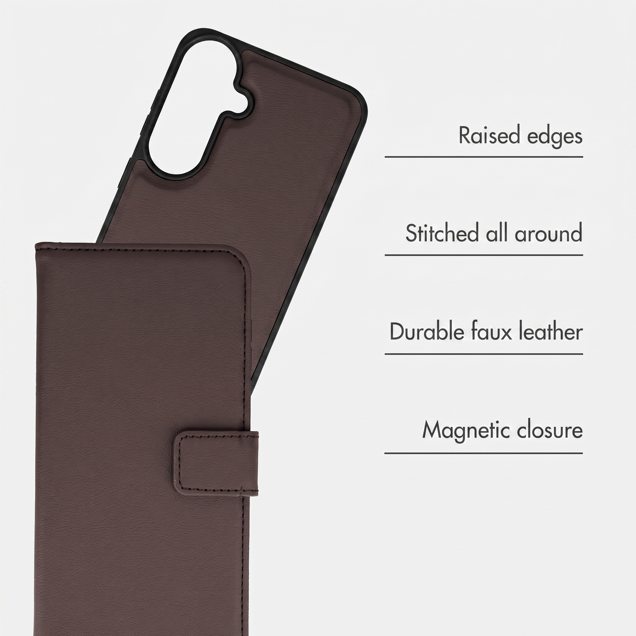 IMOSHION Bookcase di lusso 2-in-1 rimovibile adatta per Samsung Galaxy S26 FE, Copertina, Samsung, Samsung Galaxy S26 FE, Marrone