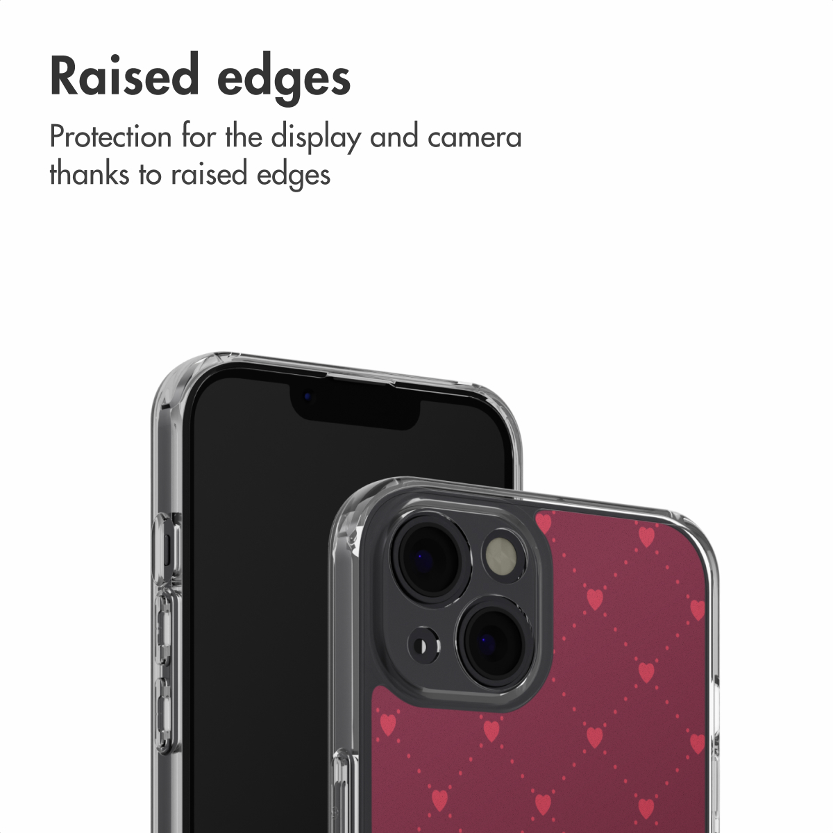 Coque de téléphone avec bords surélevés pour protéger l'écran et l'appareil photo.