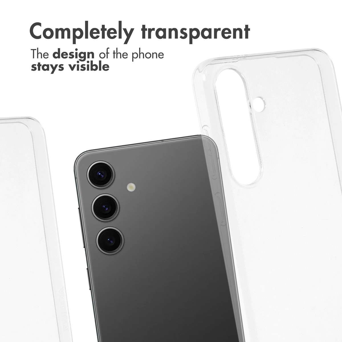 Un teléfono inteligente con una funda protectora transparente.