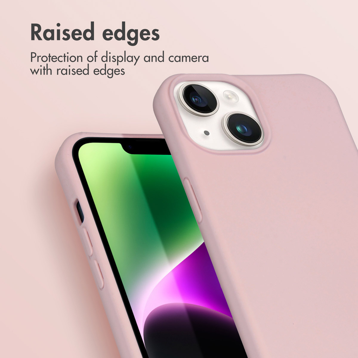 Una cover rosa per telefono con bordi rialzati per proteggere schermo e fotocamera.