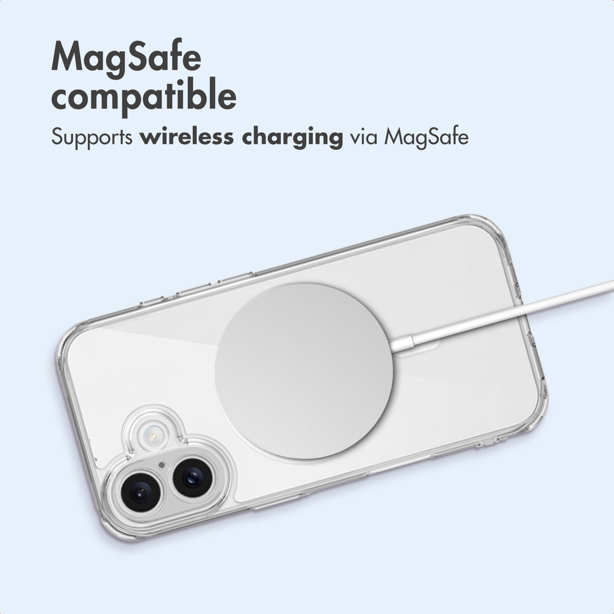 Funda de teléfono compatible con MagSafe y carga inalámbrica.