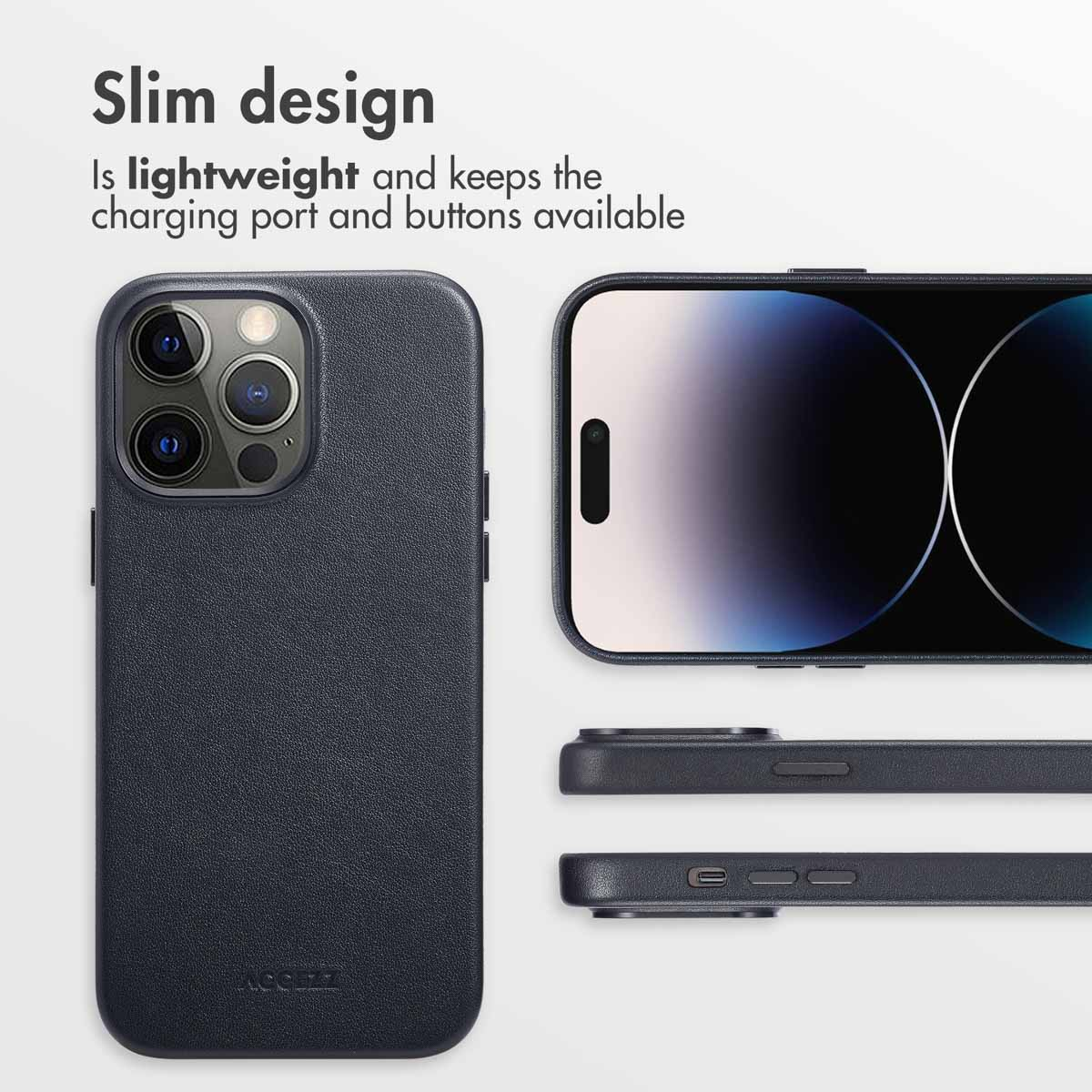 Coque de téléphone noire et fine avec accès ouvert aux ports et boutons.