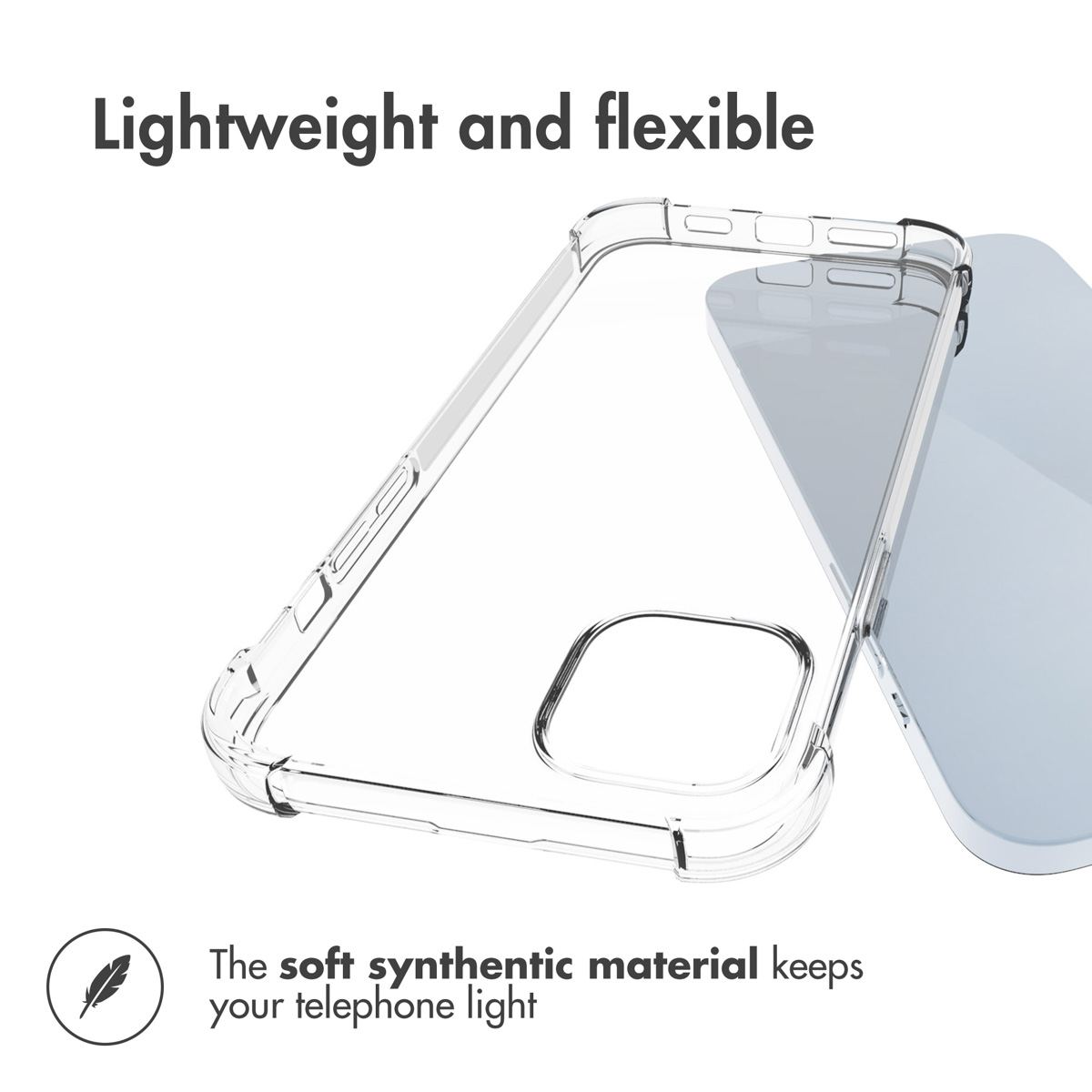 Fundas protectoras transparentes y flexibles para teléfonos con texto ligero y flexible.
