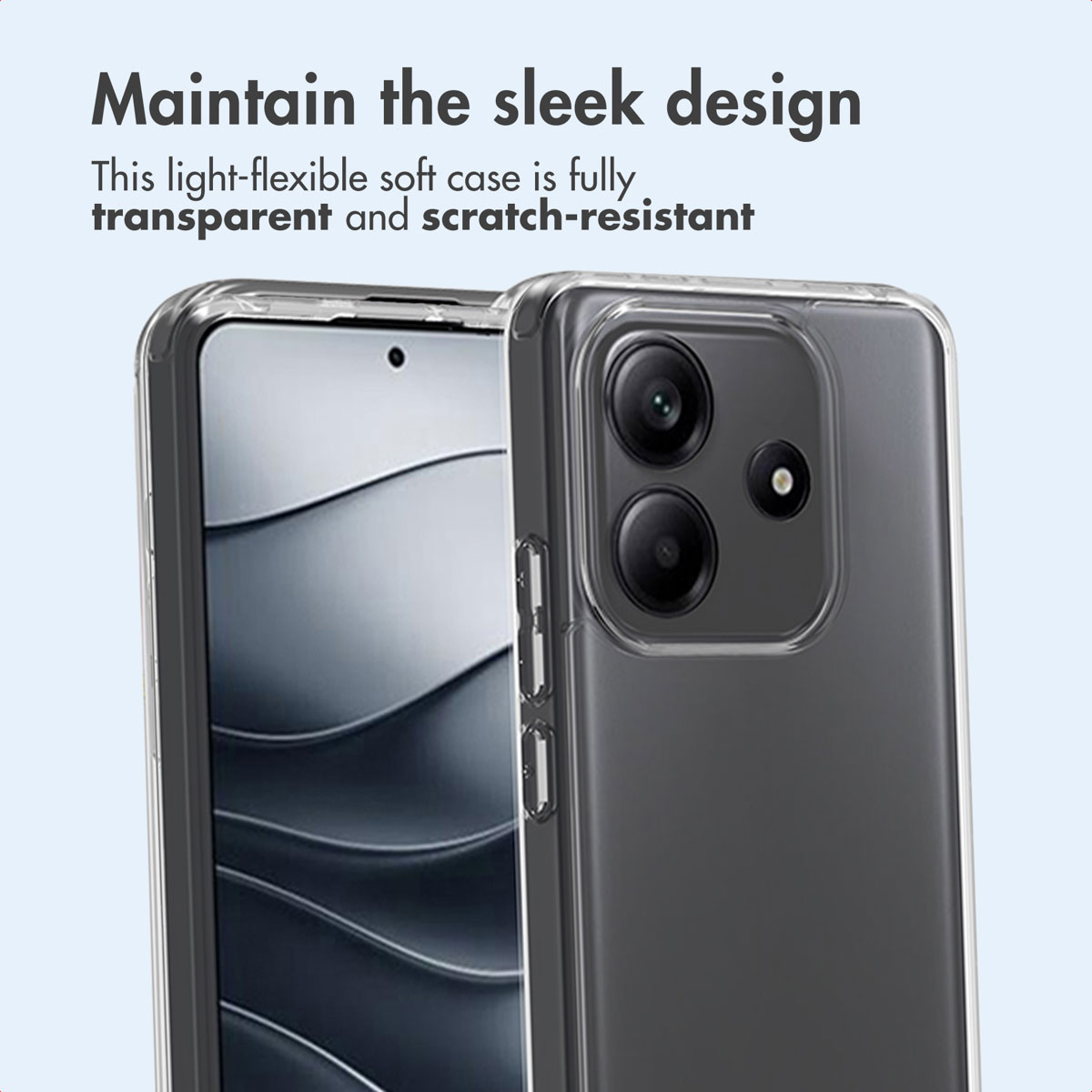 Funda protectora transparente y resistente a los arañazos en un teléfono inteligente.