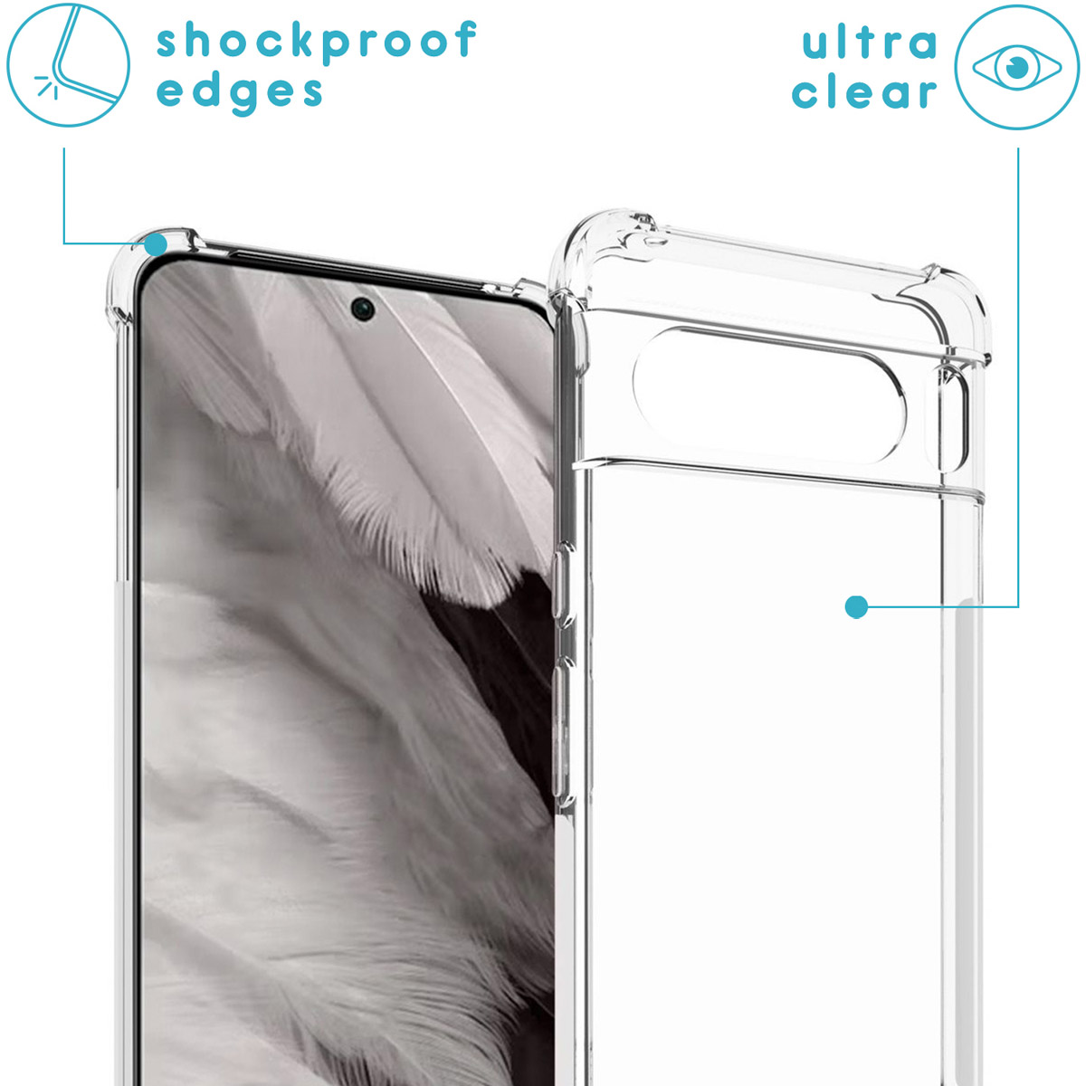 Przezroczyste etui na smartfon z odpornymi na wstrząsy krawędziami.