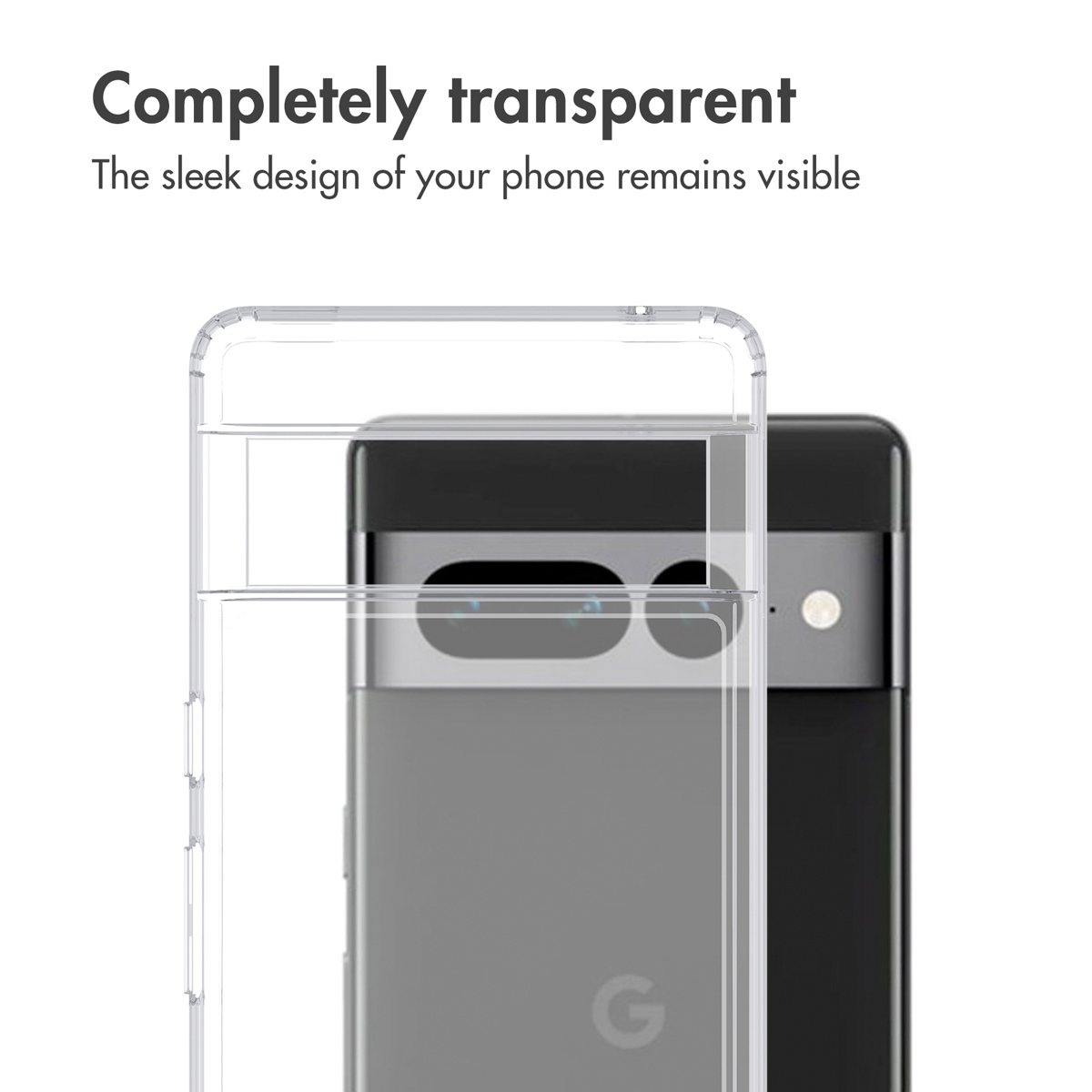 Una funda protectora completamente transparente sobre un smartphone, manteniendo su diseño visible.