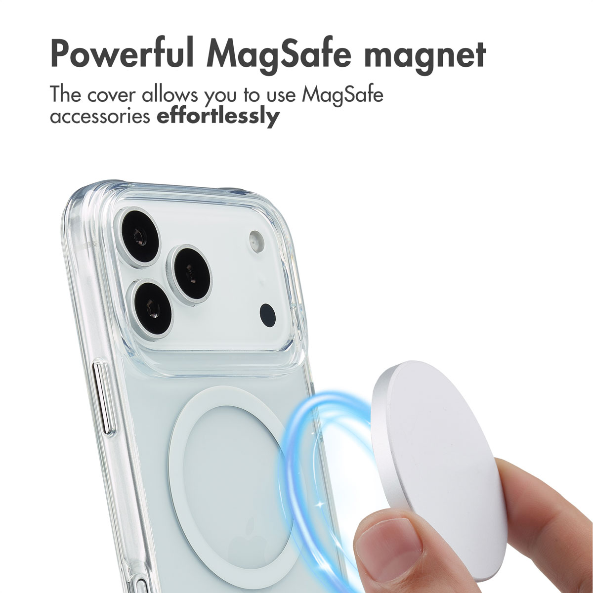 Handy in Schutzhülle wird an ein MagSafe Ladegerät gehalten.